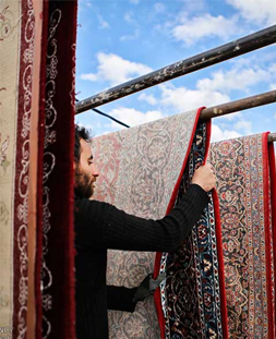 خشک کردن قالی در قالیشویی آنلاین مشهد 
